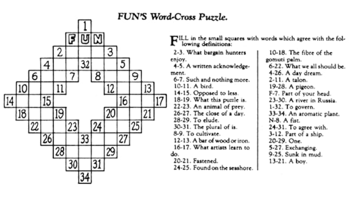 arthur wynne's 1913 crossword puzzle