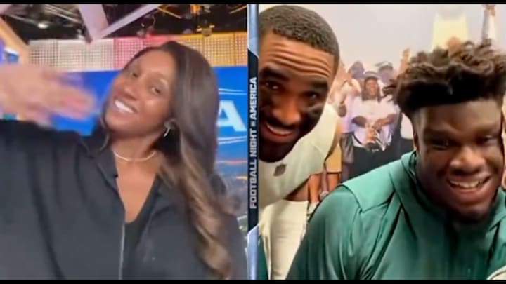 Jalen Hurts and Jordan Davis had plenty to smile about after the Eagles’ win over the Rams on Sunday.