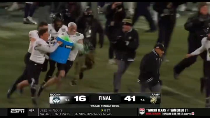 Army coach Jeff Monken did everything he could to avoid getting drenched in Gatorade on Saturday.