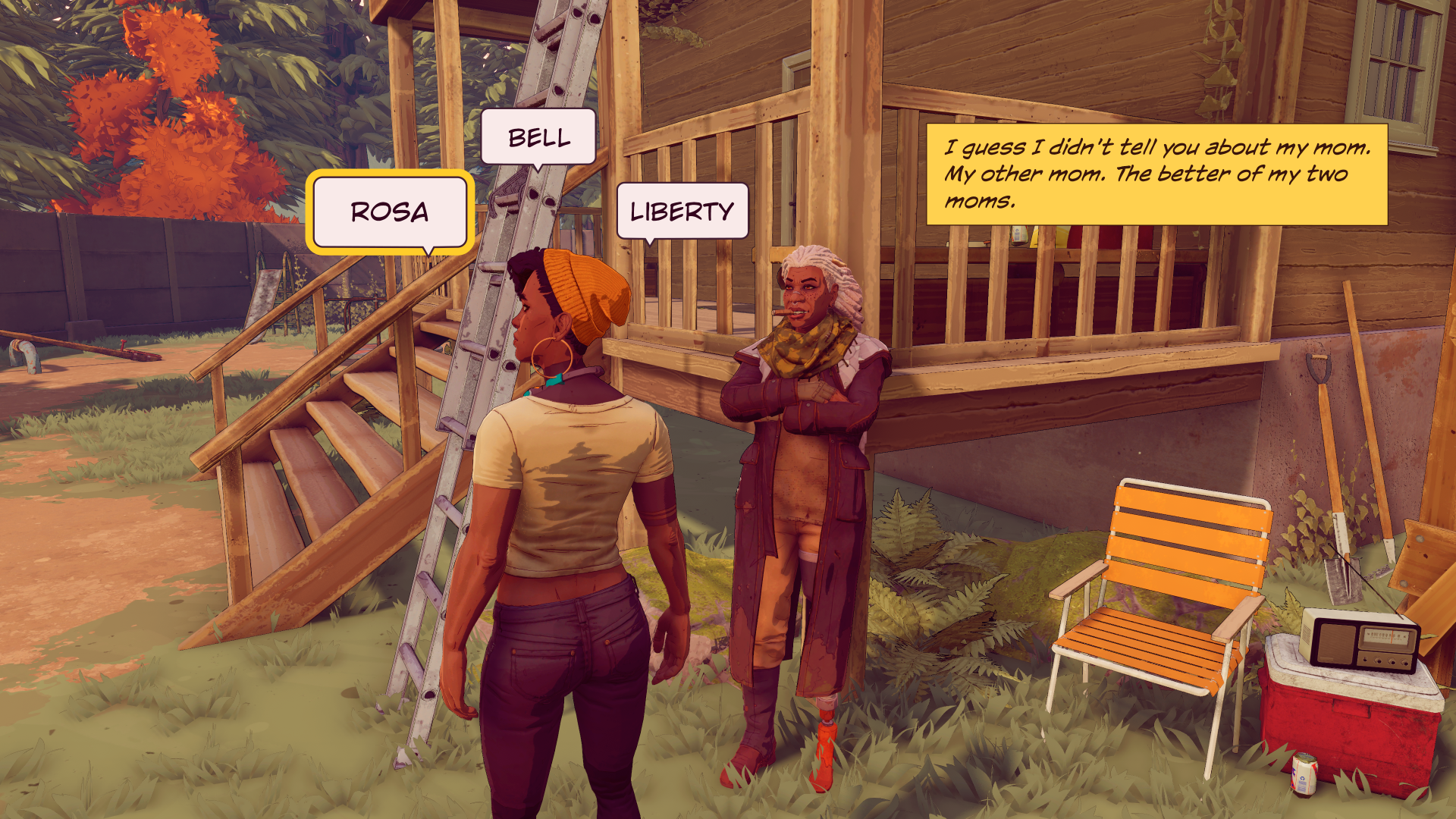 Dustborn screenshot showing a conversation with Abuela Annie