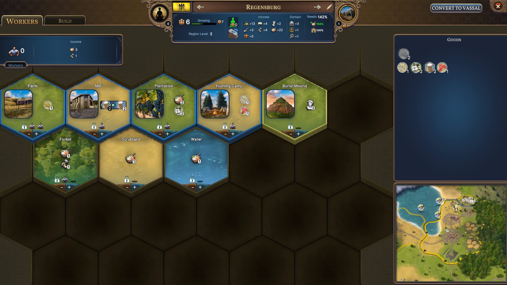 Millennia screenshot showing a city overview.
