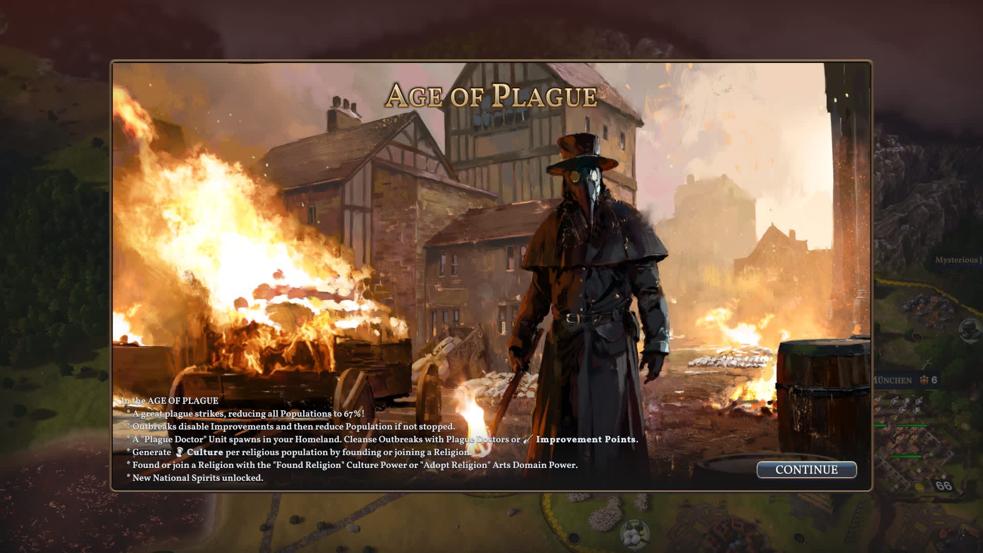 Millennia screenshot showing the Age of Plague.