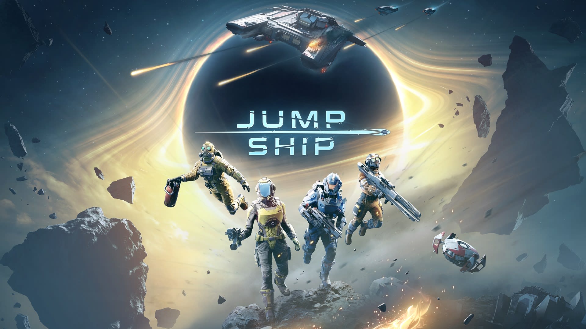 Jump Light key art showing sci-fi soldiers and a space ship.