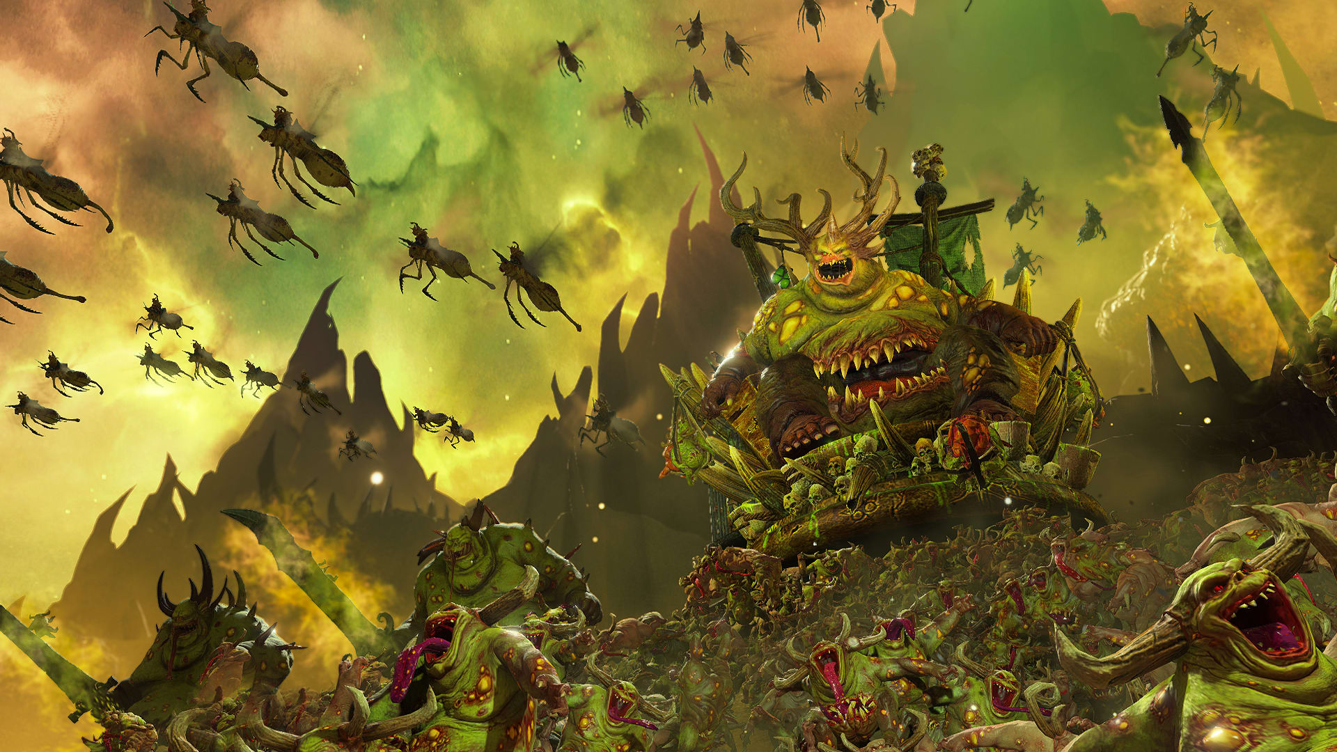 Total War: Warhammer 3 screenshot of Nurgle forces.