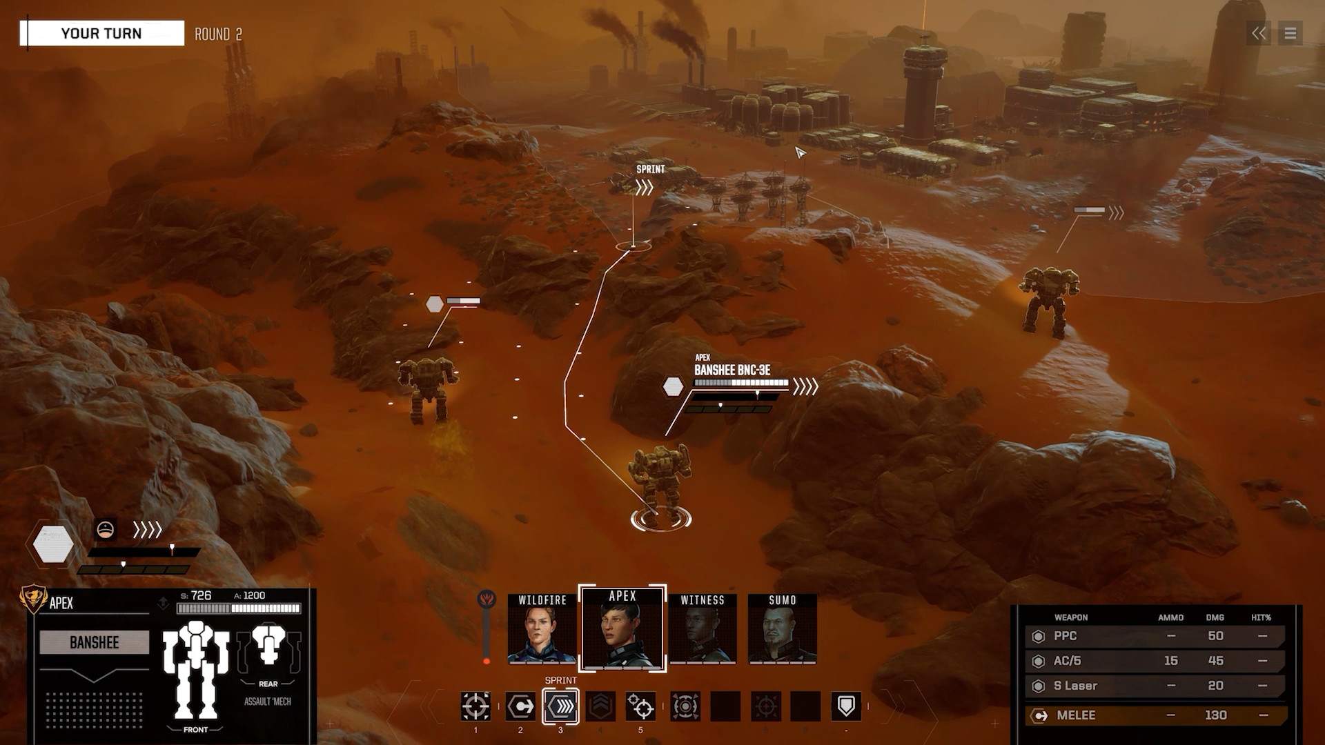 Battletech screenshot of a battle.