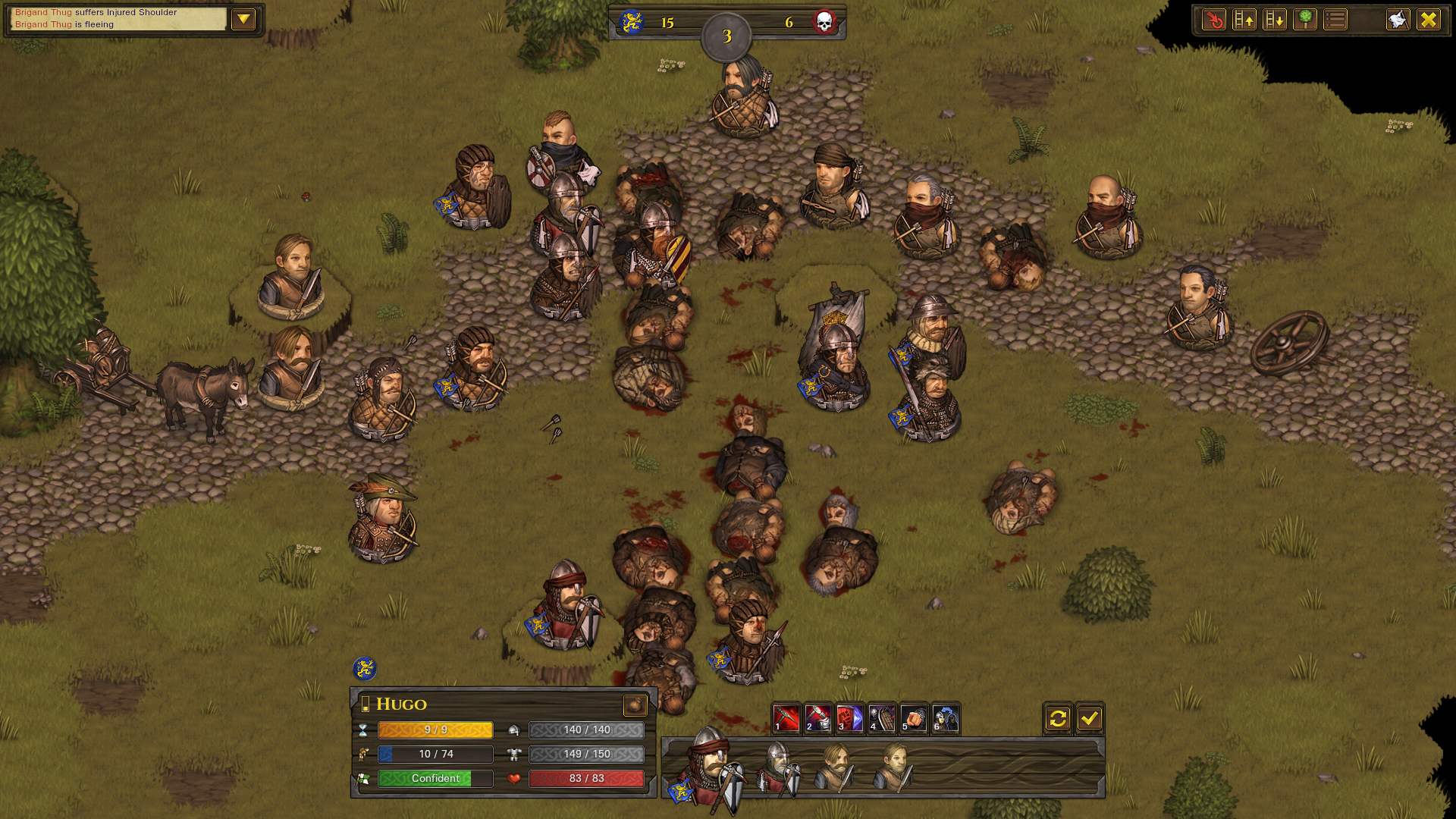 Battle Brothers screenshot of a fight scene.