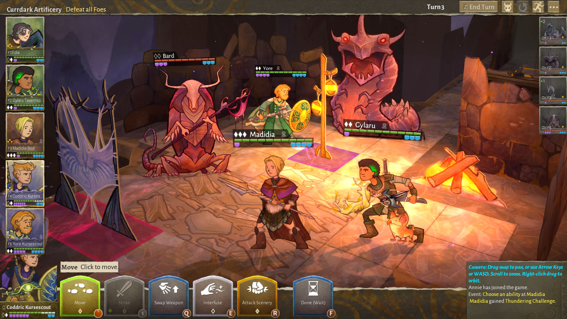 Wildermyth screenshot showing combat.