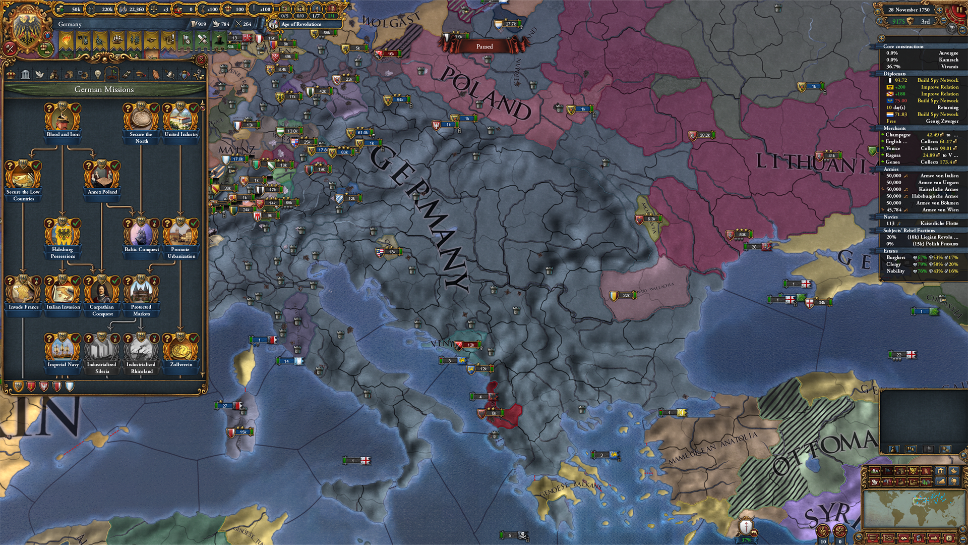 Europa Universalis 4 screenshot showing Germany.