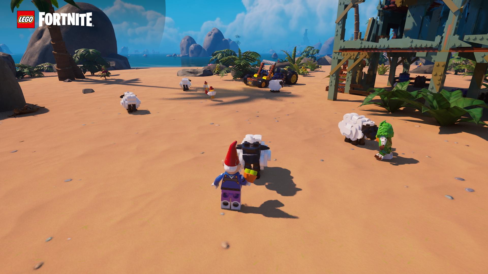 LEGO Fortnite feeding a sheep a treat