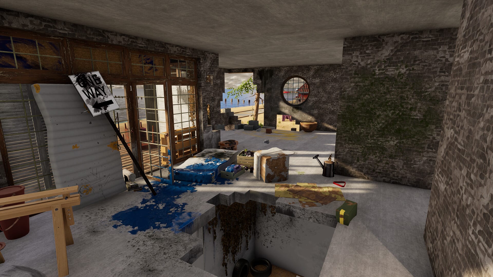 A dingy den in House Flipper 2