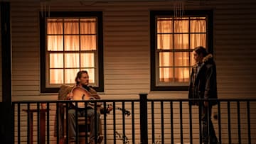 Pedro Pascal and Bella Ramsey as Joel and Ellie.
