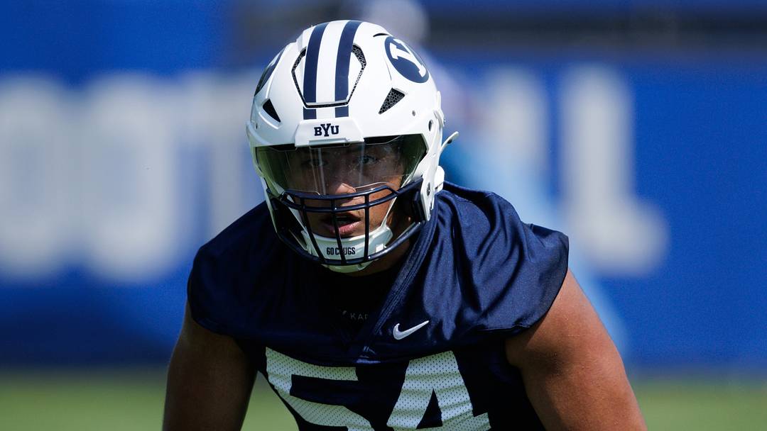 BYU linebacker Siale Esera during 2026 Fall Camp