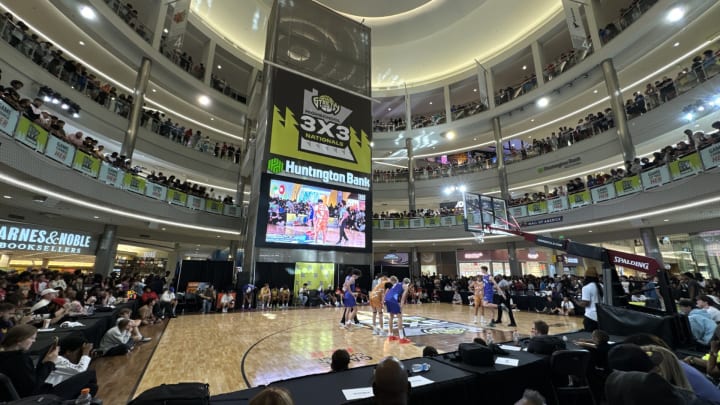 Strictly BBall HS 3x3 National Basketball Tournament. Team NYC faces off against Team Texas at the Mall of America in Minneapolis.