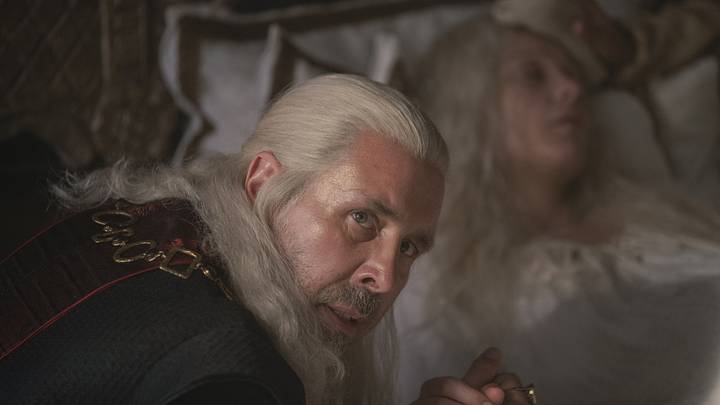 Paddy Considine (Viserys Targaryen) and Siân Brooke (Aemma Arryn) in House of the Dragon season 1.
