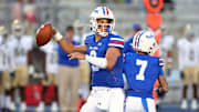 Folsom junior quarterback Ryder Lyons passes during Friday's season-opening victory over visiting Long Beach Poly.