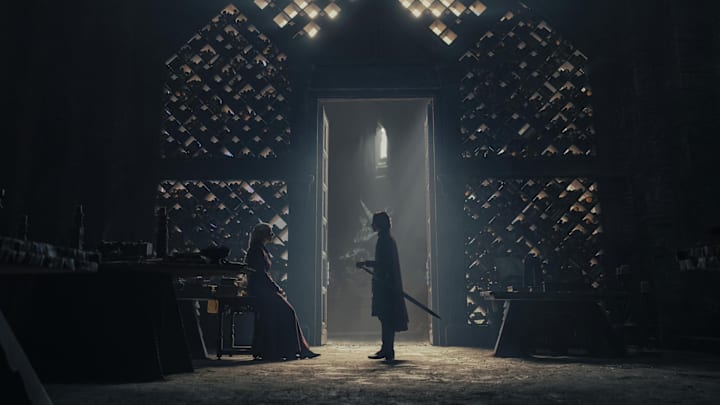 Emma D'Arcy as Rhaenyra Targaryen and Harry Collett as Jace Velaryon in House of the Dragon season 2 episode 4