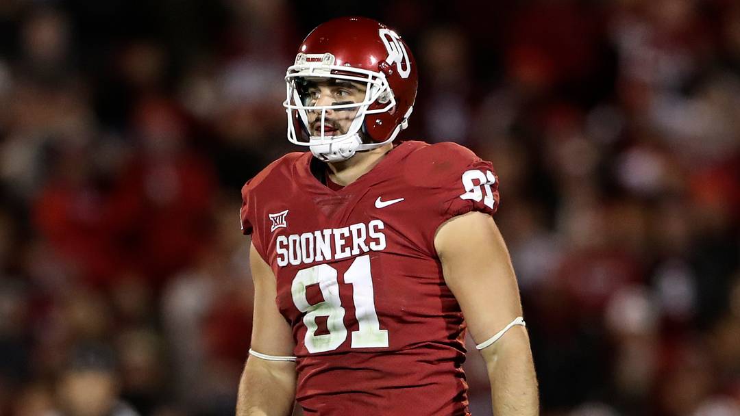 Former Oklahoma Sooners tight end Mark Andrews (81) during the game against the Texas Tech Red Raiders at Gaylord Family - Oklahoma Memorial Stadium.