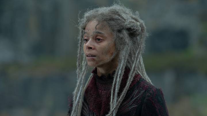 Phoebe Campbell (Rhaena Targaryen) in House of the Dragon season 3. Photograph by Theo Whiteman/HBO.