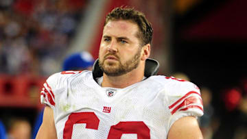 Nov. 23, 2008; Glendale, AZ, USA; New York Giants center Shaun O'Hara against the Arizona Cardinals at University of Phoenix Stadium. New York defeated Arizona 37-29.  
