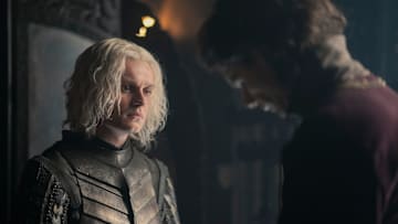 Aegon II (Tom Glynn-Carney) and Larys Strong (Matthew Needham) in House of the Dragon season 2.
