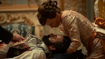 Morgan Spector and Carrie Coon in The Gilded Age season 3 episode 8 on HBO