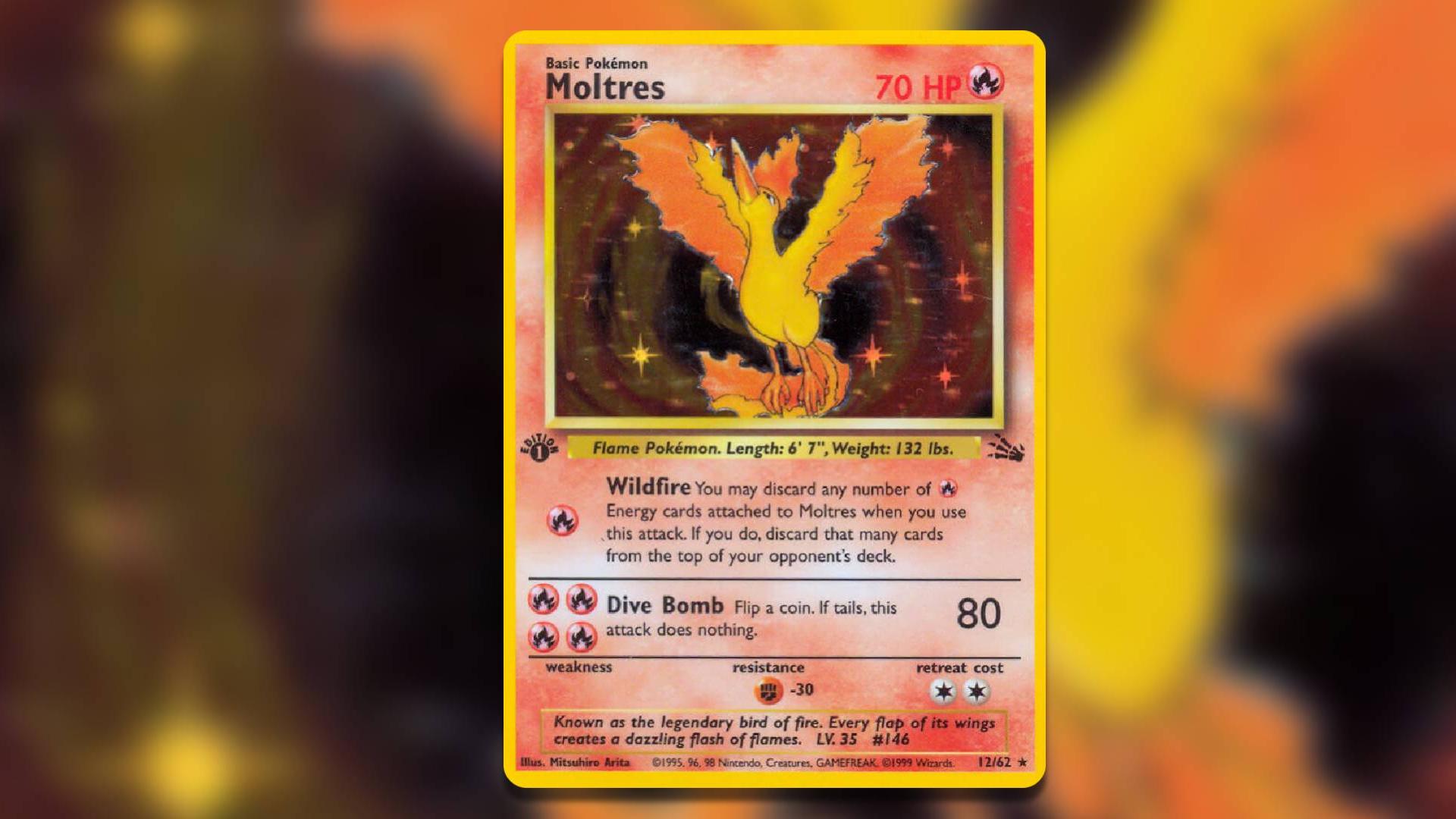 1995 moltres pokemon card Pokemon - Fossil - Moltres main image 0