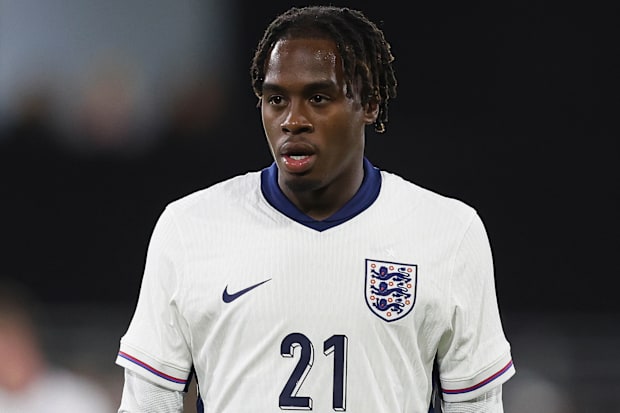 Jamie Gittens in an England top.