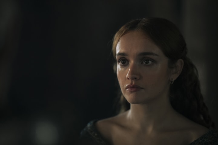 A close up of Alicent Hightower, played by Olivia Cooke.