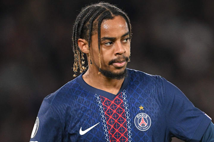 Bradley Barcola in action for PSG.