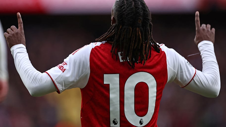 Eberechi Eze celebrating.