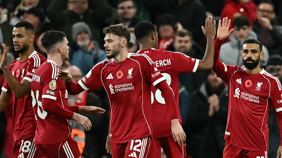 Mohamed Salah (right) celebrating.