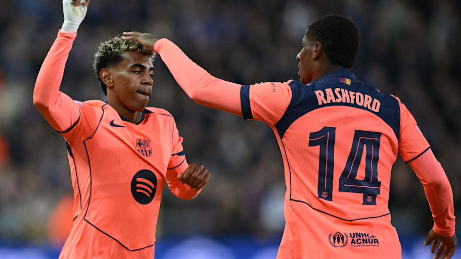 Lamine Yamal (left) and Marcus Rashford.