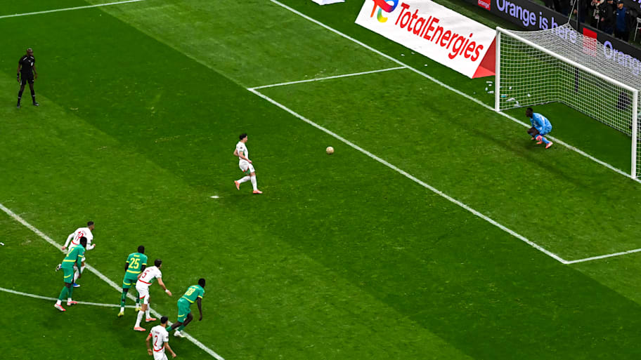 Brahim Díaz failing with a Panenka penalty.