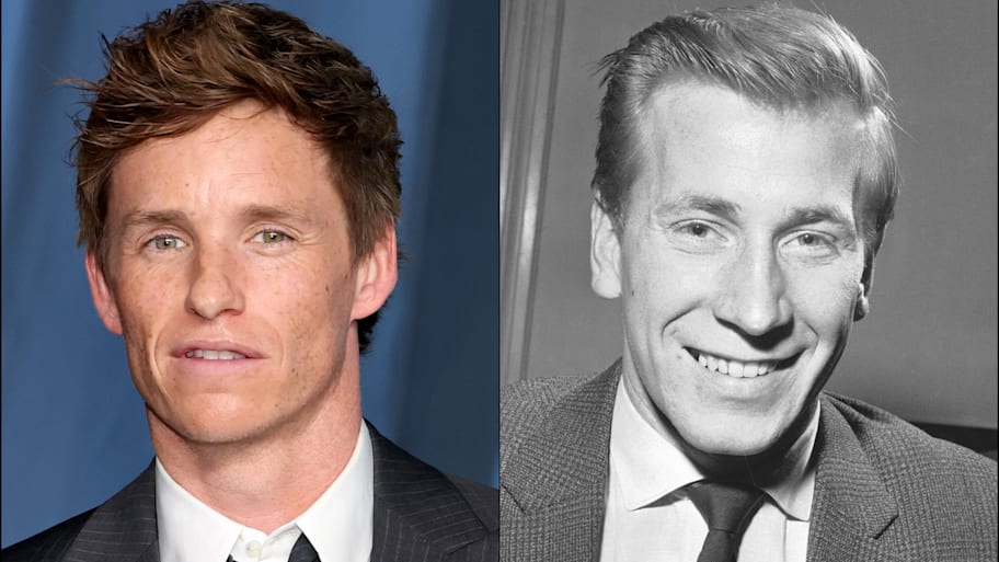 Eddie Redmayne (left) and Sir Bobby Charlton.