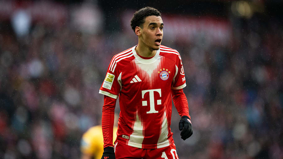 Jamal Musiala in action for Bayern Munich.