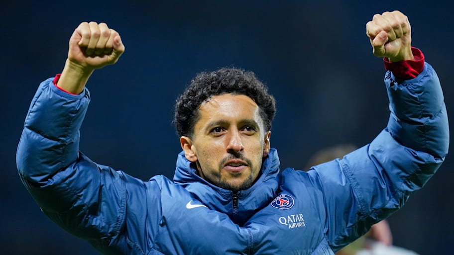 Marquinhos celebrating.
