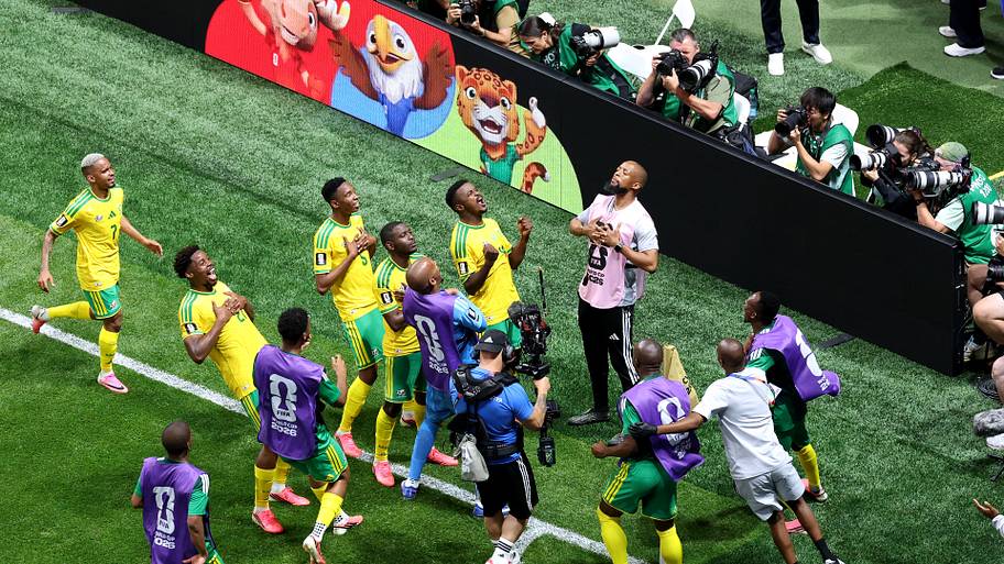 South Africa celebrating.