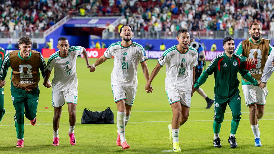 Algeria celebrating.
