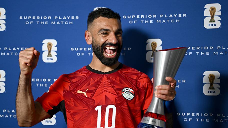 Mohamed Salah celebrating.