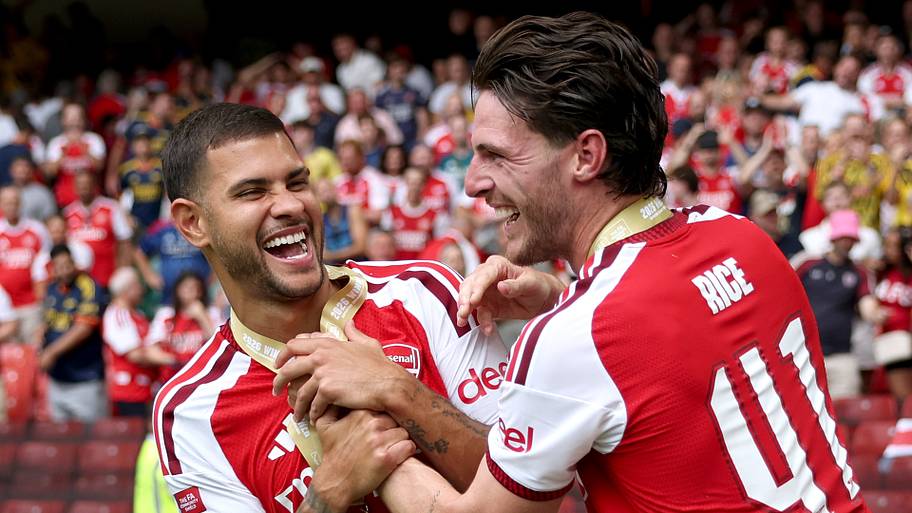 Bruno Guimarães (left) and Declan Rice.
