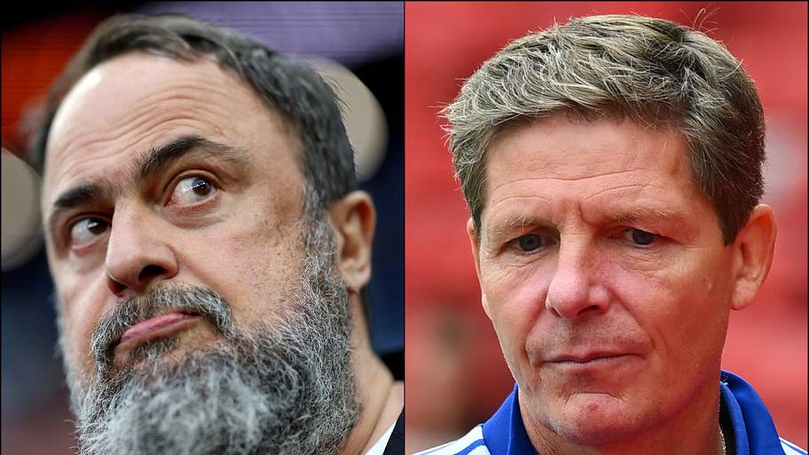 Evangelos Marinakis (left) and Oliver Glasner.