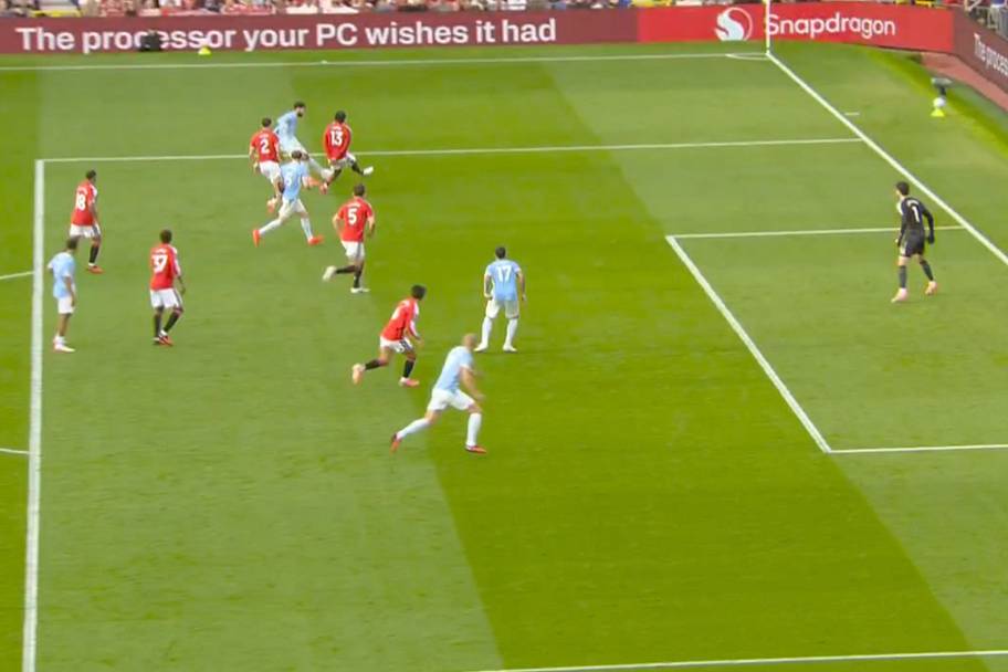 The broadcast angle of Haaland’s winner.