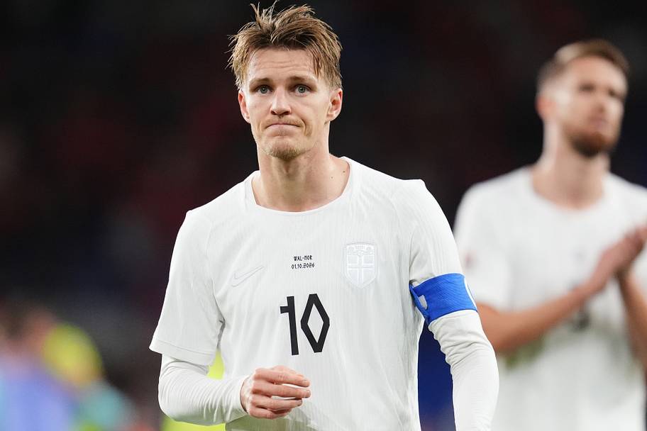 Martin Ødegaard in action for Norway.