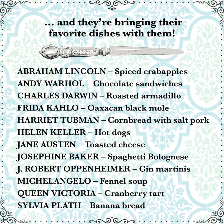 list of historical figures' names and their favorite dishes