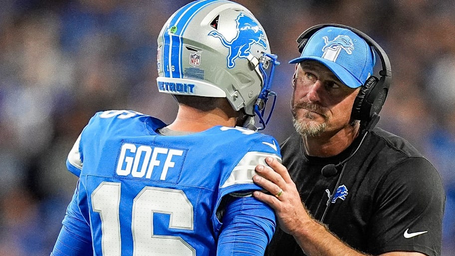 Detroit Lions quarterback Jared Goff and coach Dan Campbell