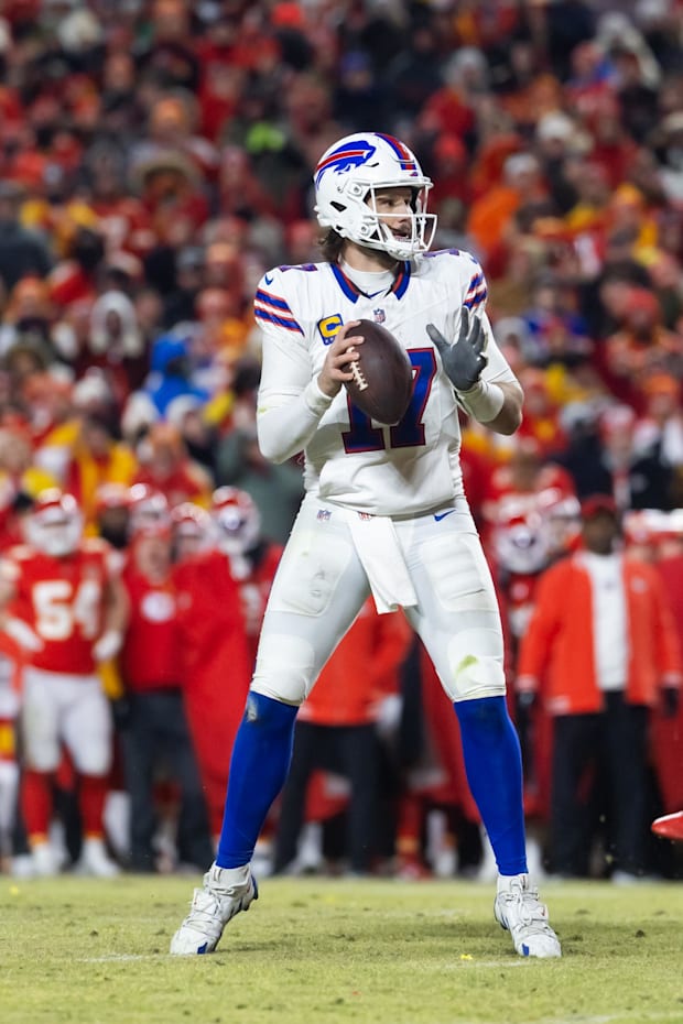 Buffalo Bills quarterback Josh Allen against the Kansas City Chiefs during the AFC Championship game Buffalo Bills quarterback Josh Allen against the Kansas City Chiefs during the AFC Championship game