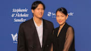 Shohei Ohtani and wife Mamiko arrives at the 2024 Blue Diamond Gala on Thursday May 2, 2024 at Dodger Stadium in Los Angeles, California.