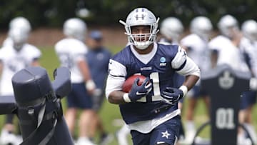 Dallas Cowboys linebacker Micah Parsons runs a drill during voluntary Organized Team Activities at the Ford Center
