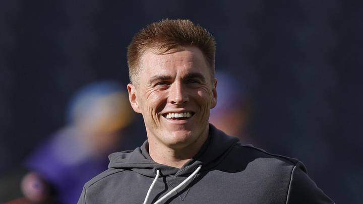 Jan 4, 2026; Denver, Colorado, USA; Denver Broncos quarterback Bo Nix (10) smiles before the game against the Los Angeles Chargers at Empower Field at Mile High. Mandatory Credit: Isaiah J. Downing-Imagn Images