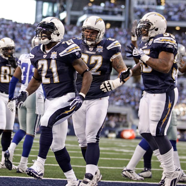 San Diego Chargers running back LaDainian Tomlinson (21) celebrates a touchdown